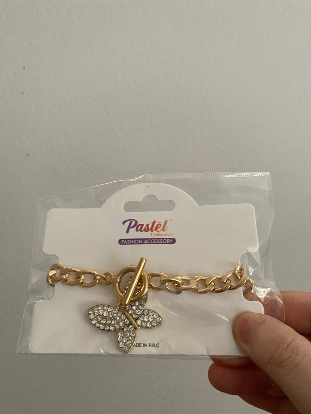 Pastels Gold Butterfly Charm Chain Bracelet